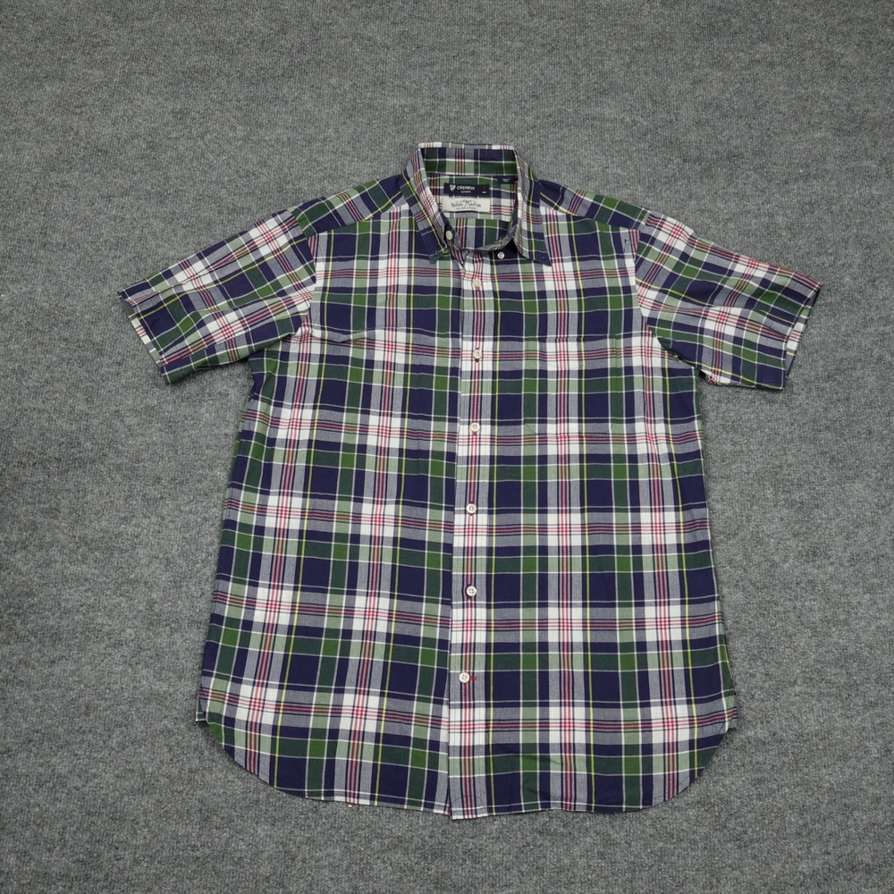 Cremieux Shirt Mens Medium Multi-Color Plaid Indian Madras SS Button Up